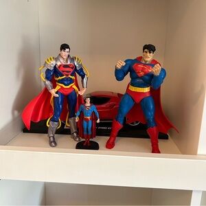 Superhero Action Figure Toy Set - Red & Blue Superman Characters 3 in total